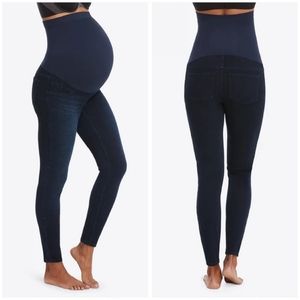 Spanx Mama Maternity Jean-ish Over The Belly Ankle Leggings Twilight Dark Wash